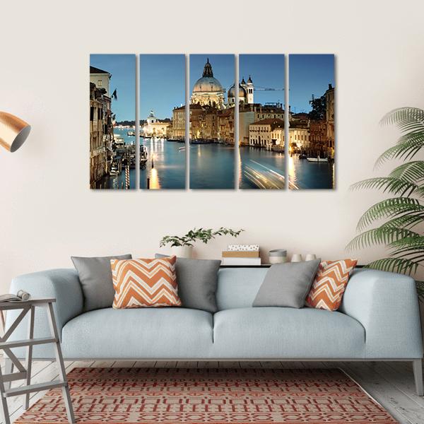 Grand Canal &amp; Basilica Italy Canvas Wall Art-5 Horizontal-Gallery Wrap-22" x 12"-Tiaracle