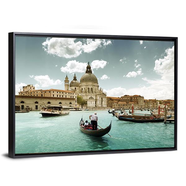 Grand Canal &amp; Church Venice Canvas Wall Art-5 Horizontal-Gallery Wrap-22" x 12"-Tiaracle