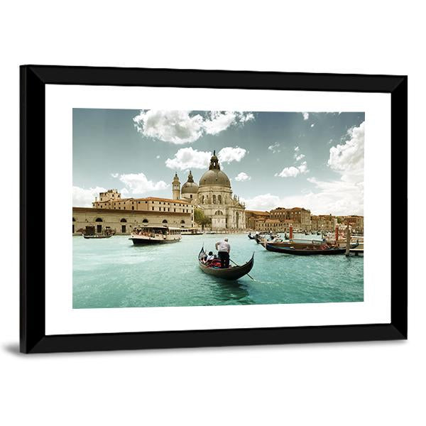 Grand Canal & Church Venice Canvas Wall Art-5 Horizontal-Gallery Wrap-22" x 12"-Tiaracle