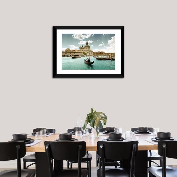 Grand Canal & Church Venice Canvas Wall Art-5 Horizontal-Gallery Wrap-22" x 12"-Tiaracle