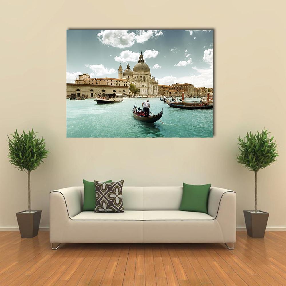 Grand Canal &amp; Church Venice Canvas Wall Art-1 Piece-Gallery Wrap-48" x 32"-Tiaracle