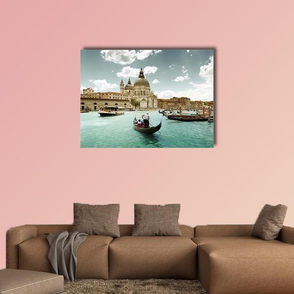 Grand Canal &amp; Church Venice Canvas Wall Art-1 Piece-Gallery Wrap-36" x 24"-Tiaracle