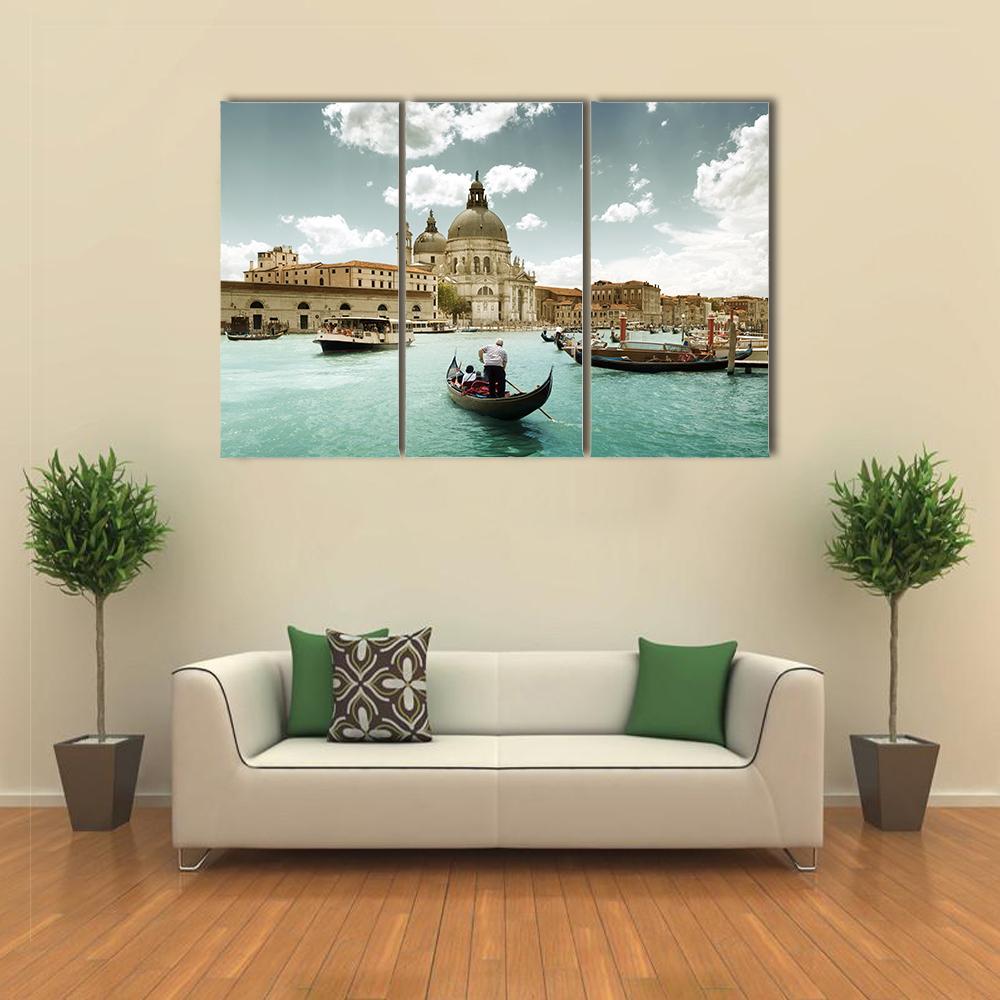 Grand Canal &amp; Church Venice Canvas Wall Art-3 Horizontal-Gallery Wrap-37" x 24"-Tiaracle