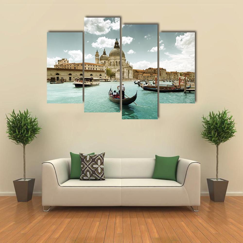 Grand Canal &amp; Church Venice Canvas Wall Art-4 Pop-Gallery Wrap-50" x 32"-Tiaracle