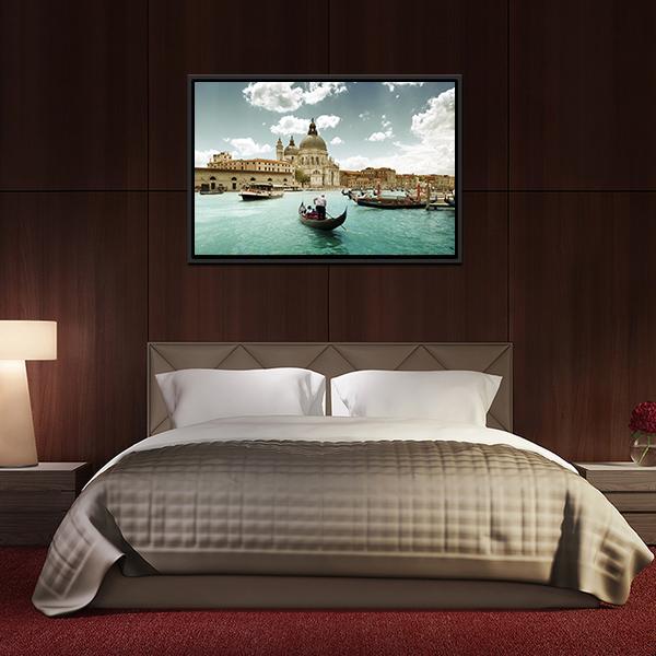 Grand Canal & Church Venice Panoramic Canvas Wall Art-1 Piece-36" x 12"-Tiaracle
