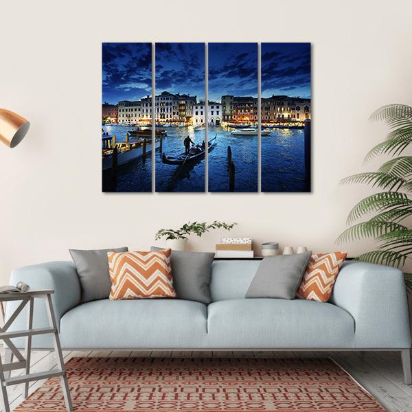 Grand Canal In Sunset Canvas Wall Art-4 Horizontal-Gallery Wrap-34" x 24"-Tiaracle