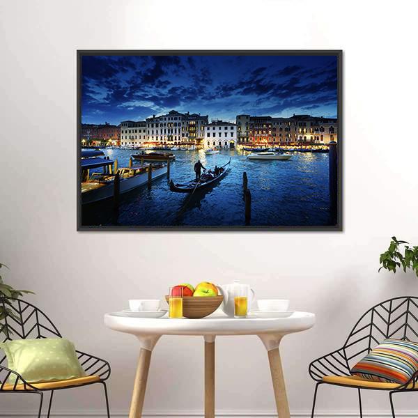 Grand Canal In Sunset Canvas Wall Art-5 Horizontal-Gallery Wrap-22" x 12"-Tiaracle