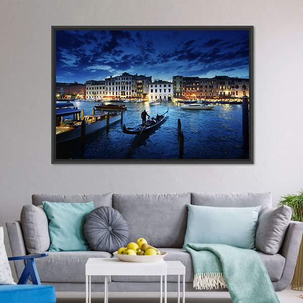 Grand Canal In Sunset Canvas Wall Art-5 Horizontal-Gallery Wrap-22" x 12"-Tiaracle