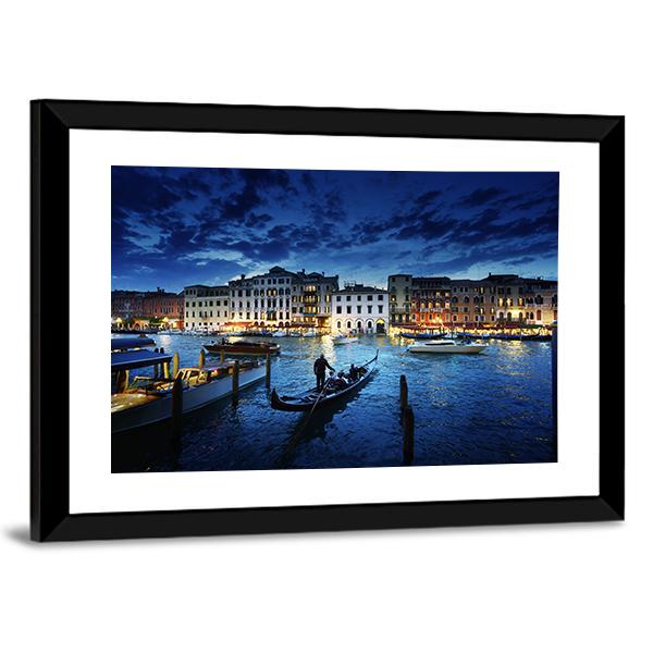 Grand Canal In Sunset Canvas Wall Art-5 Horizontal-Gallery Wrap-22" x 12"-Tiaracle