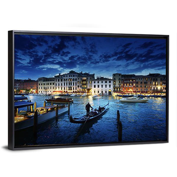 Grand Canal In Sunset Canvas Wall Art-5 Horizontal-Gallery Wrap-22" x 12"-Tiaracle