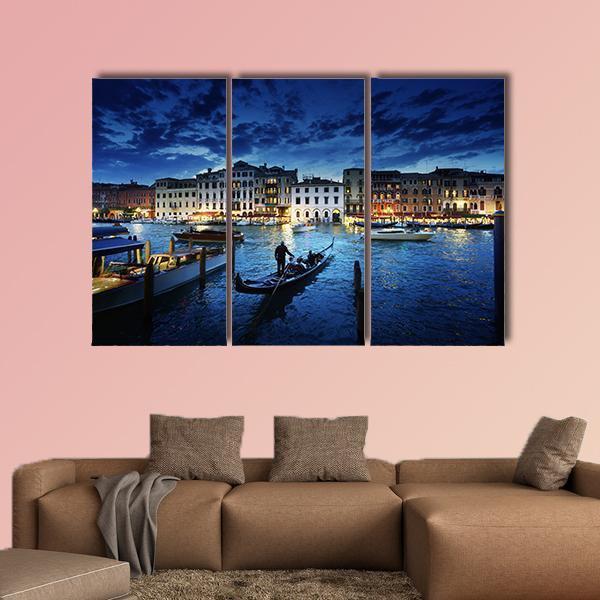 Grand Canal In Sunset Canvas Wall Art-3 Horizontal-Gallery Wrap-37" x 24"-Tiaracle