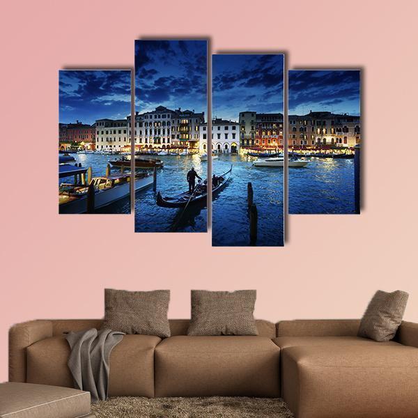 Grand Canal In Sunset Canvas Wall Art-4 Pop-Gallery Wrap-50" x 32"-Tiaracle