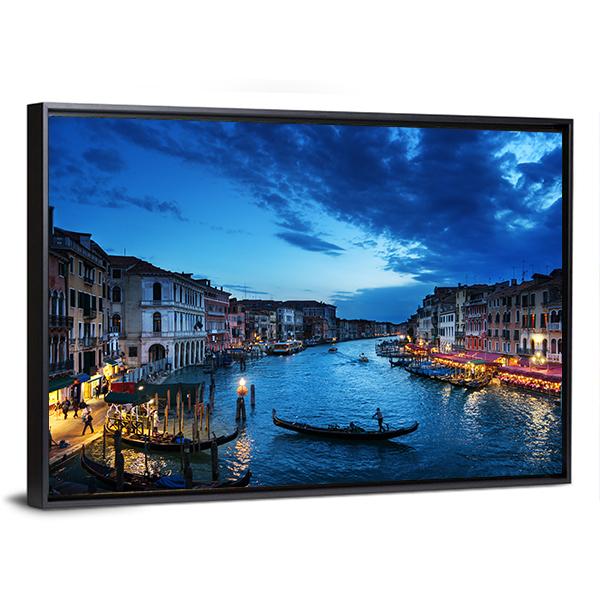 Grand Canal In Sunset Time Canvas Wall Art-3 Horizontal-Gallery Wrap-25" x 16"-Tiaracle