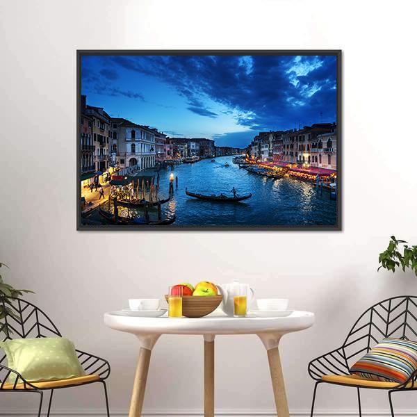 Grand Canal In Sunset Time Canvas Wall Art-3 Horizontal-Gallery Wrap-25" x 16"-Tiaracle