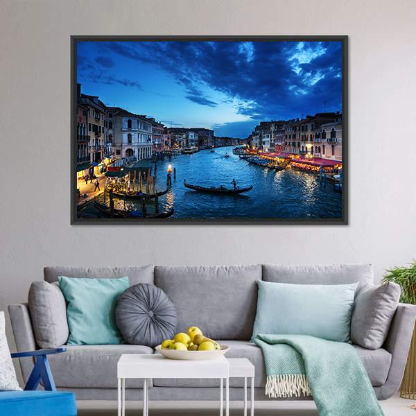 Grand Canal In Sunset Time Canvas Wall Art-3 Horizontal-Gallery Wrap-25" x 16"-Tiaracle