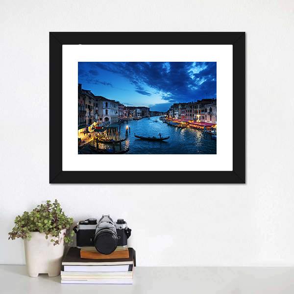 Grand Canal In Sunset Time Canvas Wall Art-1 Piece-Framed Print-20" x 16"-Tiaracle