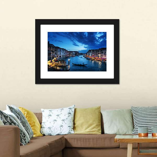 Grand Canal In Sunset Time Canvas Wall Art-3 Horizontal-Gallery Wrap-25" x 16"-Tiaracle