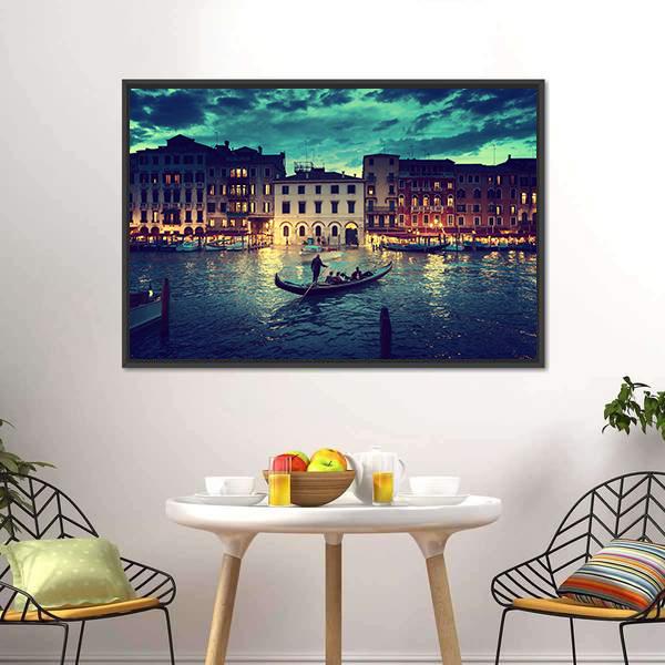 Grand Canal In Sunset Venice Canvas Wall Art-5 Horizontal-Gallery Wrap-22" x 12"-Tiaracle