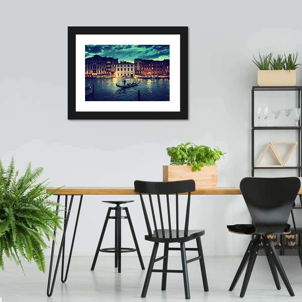 Grand Canal In Sunset Venice Canvas Wall Art-5 Horizontal-Gallery Wrap-22" x 12"-Tiaracle