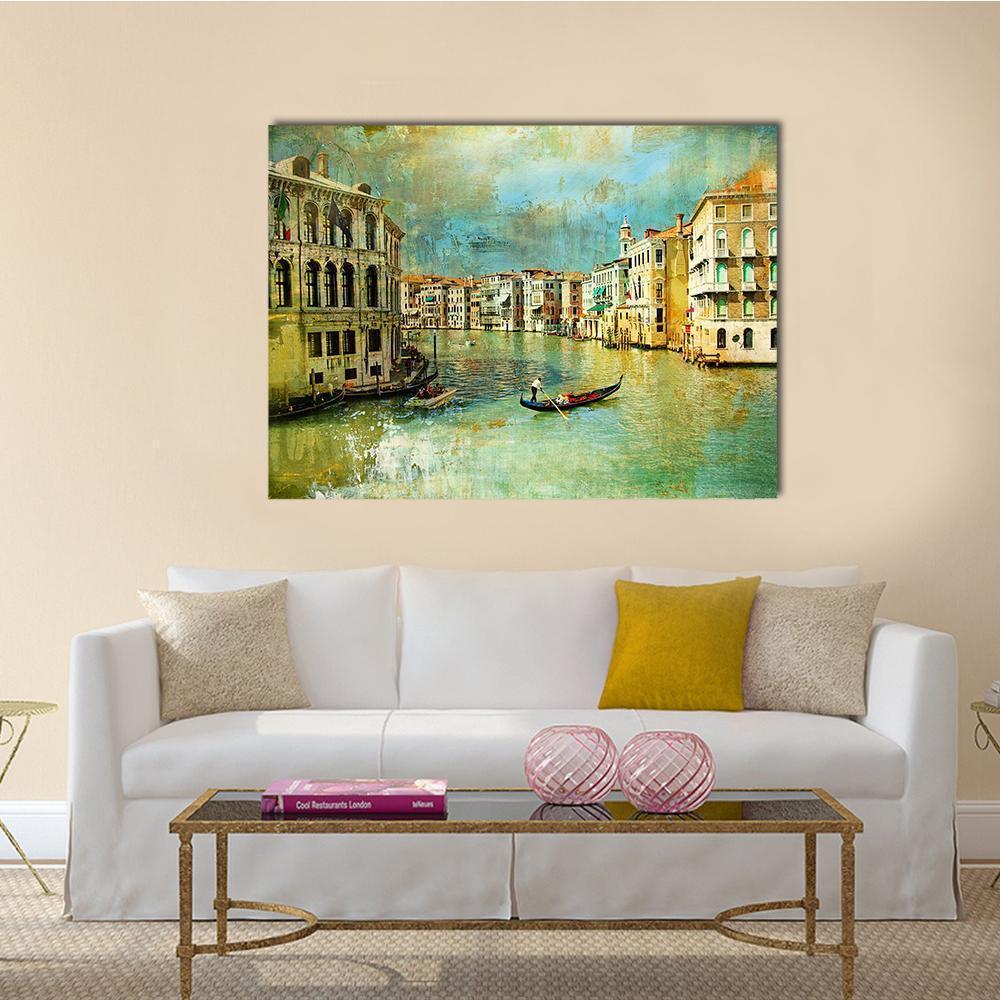 Pictorial Venice Canvas Wall Art-1 Piece-Gallery Wrap-36" x 24"-Tiaracle