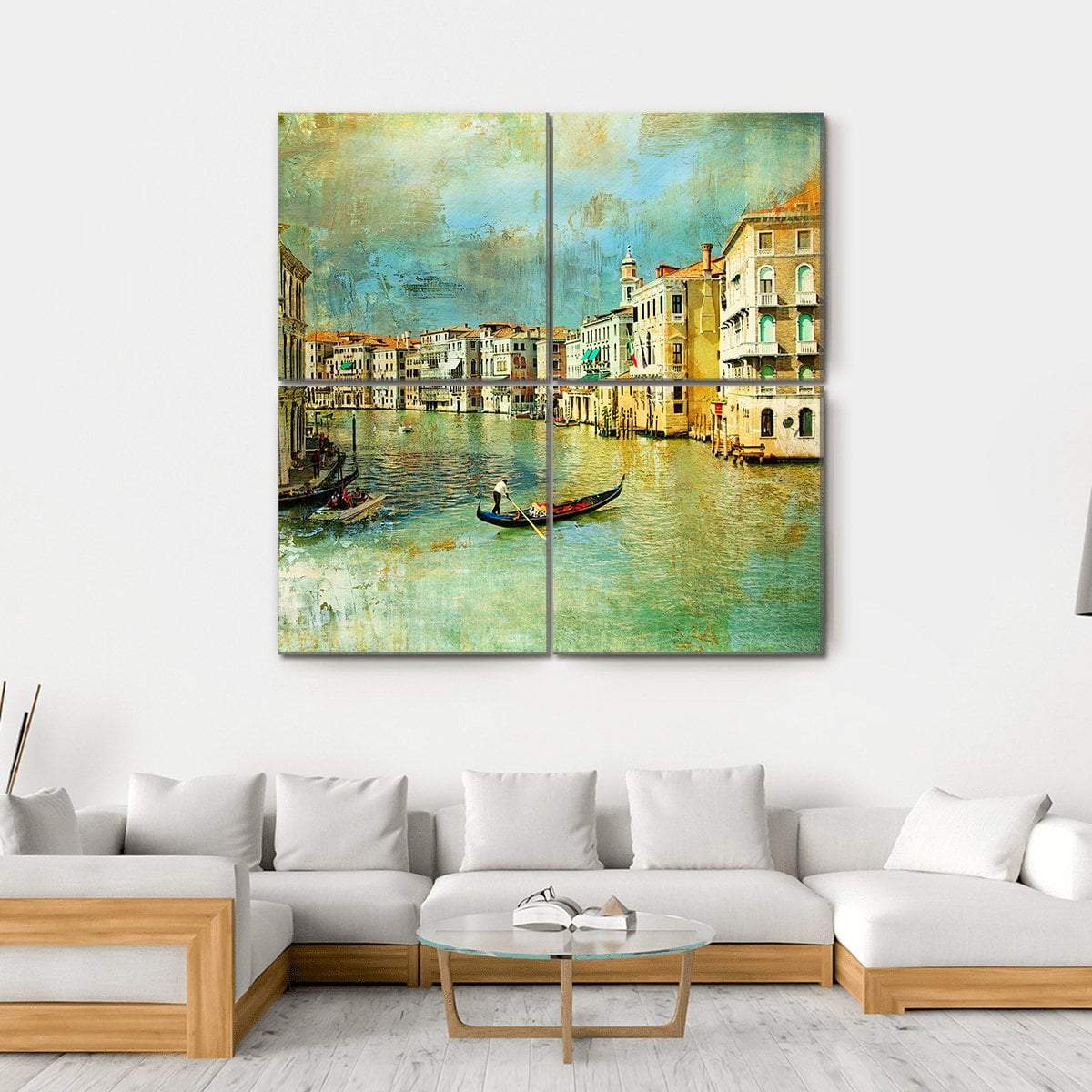 Pictorial Venice Canvas Wall Art-4 Square-Gallery Wrap-17" x 17"-Tiaracle