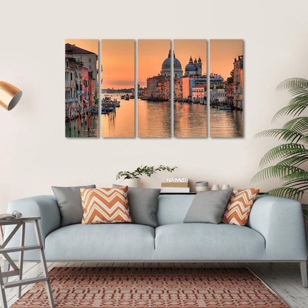 Grand Canal In Venice Canvas Wall Art-5 Horizontal-Gallery Wrap-22" x 12"-Tiaracle