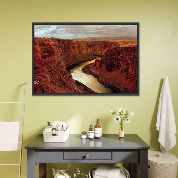 Grand Canyon At Lake Canvas Wall Art-1 Piece-Floating Frame-36" x 24"-Tiaracle