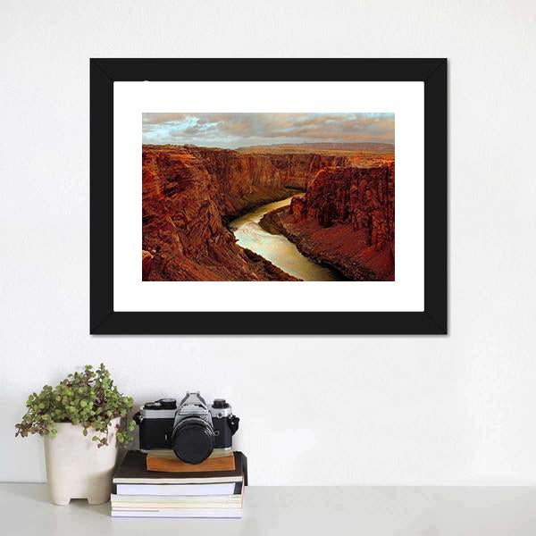 Grand Canyon At Lake Canvas Wall Art-1 Piece-Framed Print-20" x 16"-Tiaracle