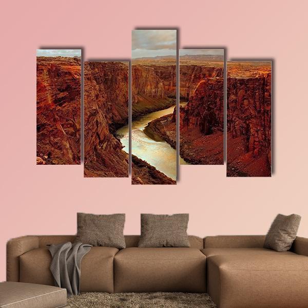 Grand Canyon At Lake Canvas Wall Art-5 Pop-Gallery Wrap-47" x 32"-Tiaracle
