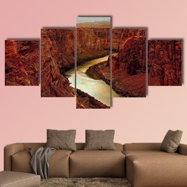 Grand Canyon At Lake Canvas Wall Art-5 Star-Gallery Wrap-62" x 32"-Tiaracle