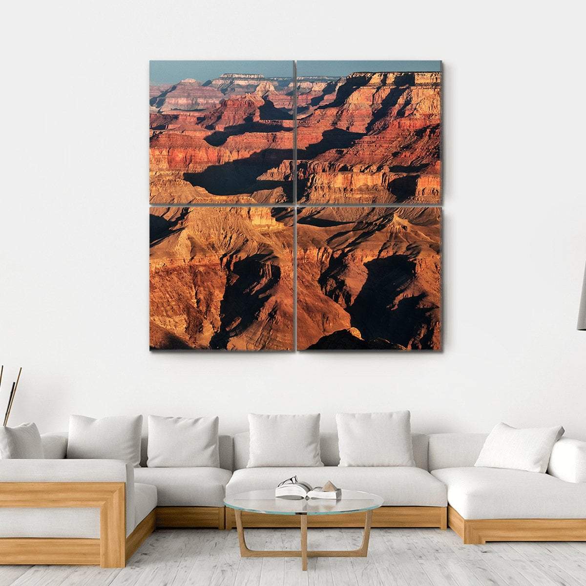 Grand Canyon At Sunrise Canvas Wall Art-4 Square-Gallery Wrap-17" x 17"-Tiaracle