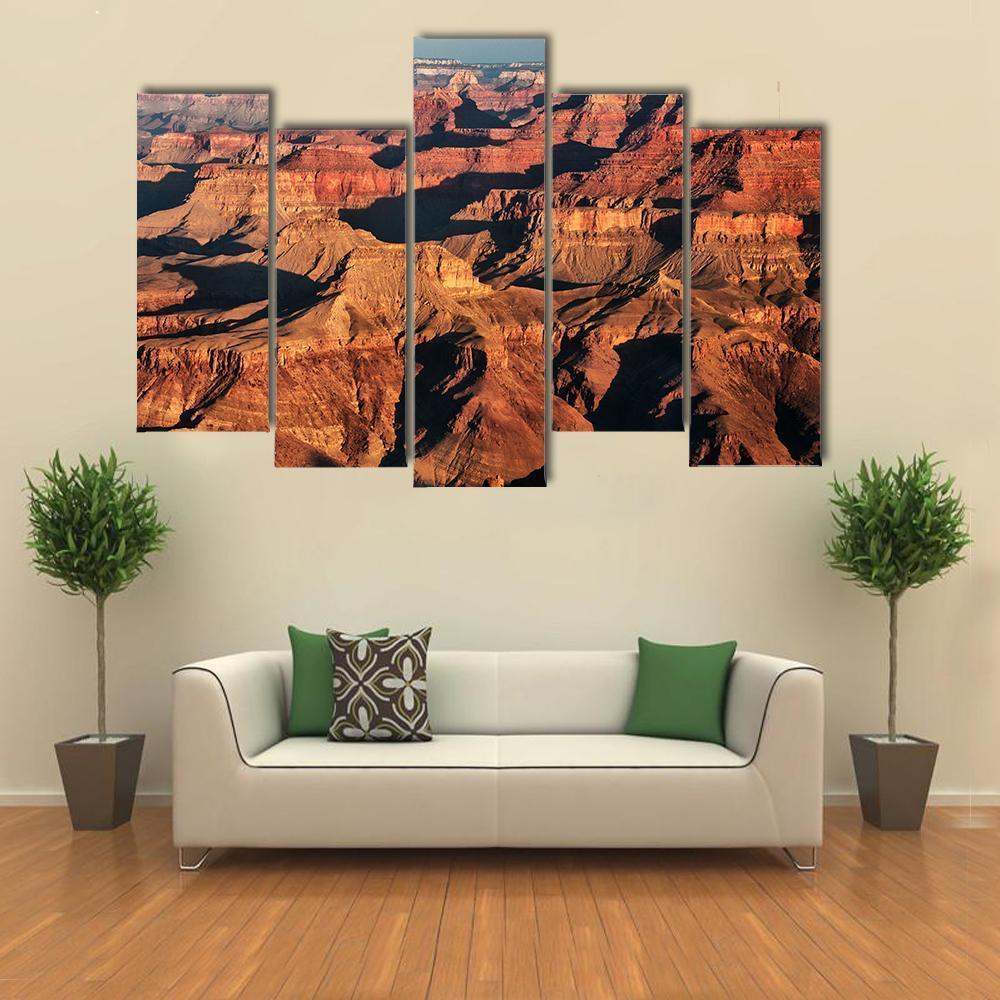 Grand Canyon At Sunrise Canvas Wall Art-5 Pop-Gallery Wrap-47" x 32"-Tiaracle