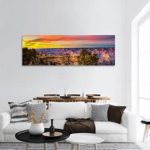 Mather Point In Grand Canyon Panoramic Canvas Wall Art-1 Piece-36" x 12"-Tiaracle