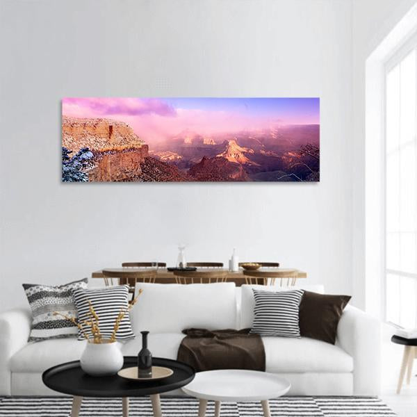 Grand Canyon In Winter Panoramic Canvas Wall Art-1 Piece-36" x 12"-Tiaracle