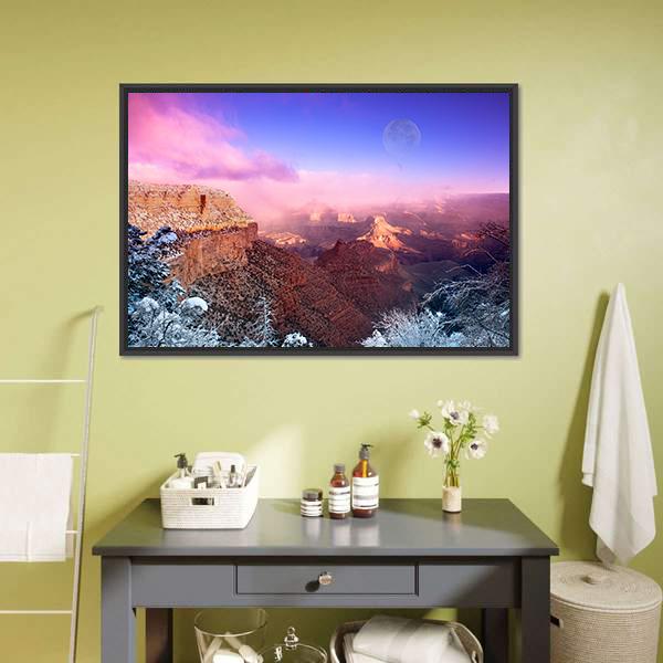 Grand Canyon In Winter Canvas Wall Art-1 Piece-Floating Frame-24" x 16"-Tiaracle