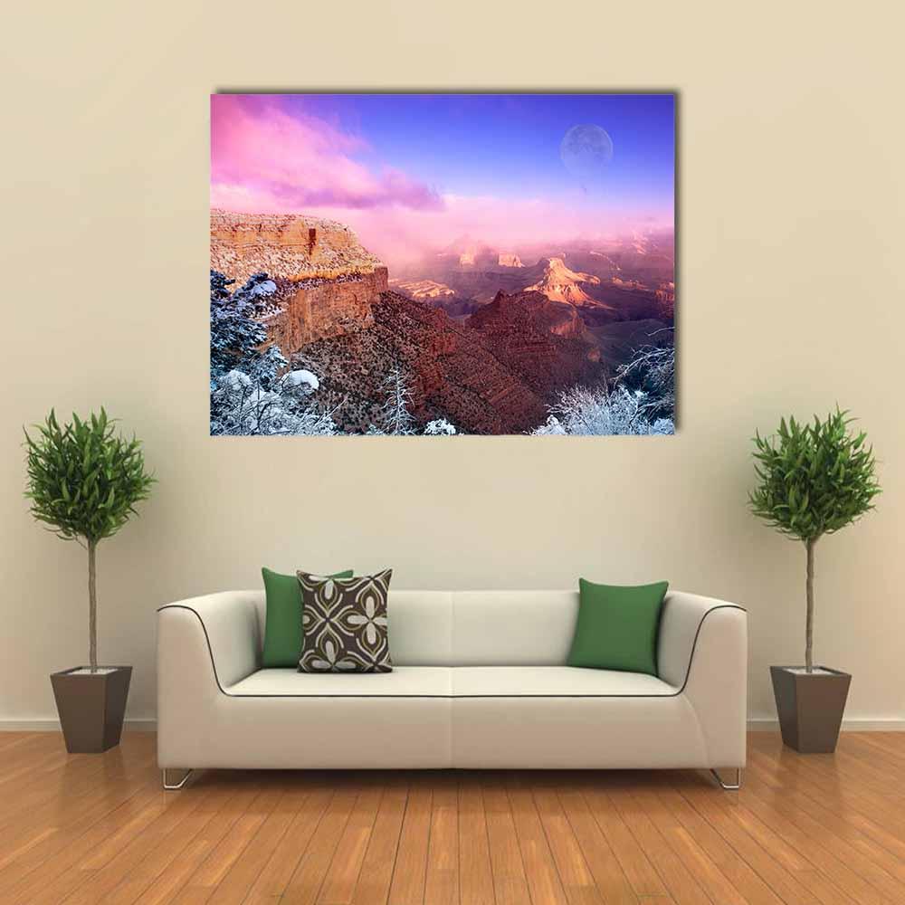 Grand Canyon In Winter Canvas Wall Art-1 Piece-Gallery Wrap-24" x 16"-Tiaracle