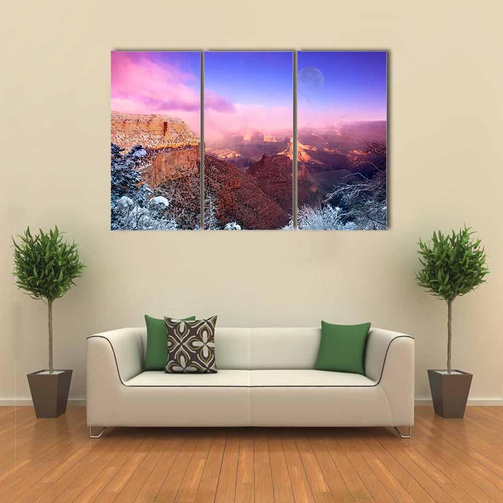 Grand Canyon In Winter Canvas Wall Art-3 Horizontal-Gallery Wrap-25" x 16"-Tiaracle