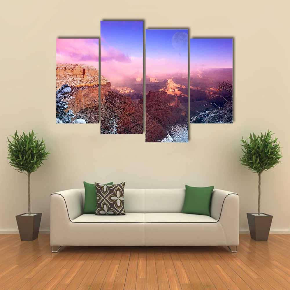 Grand Canyon In Winter Canvas Wall Art-4 Pop-Gallery Wrap-34" x 20"-Tiaracle