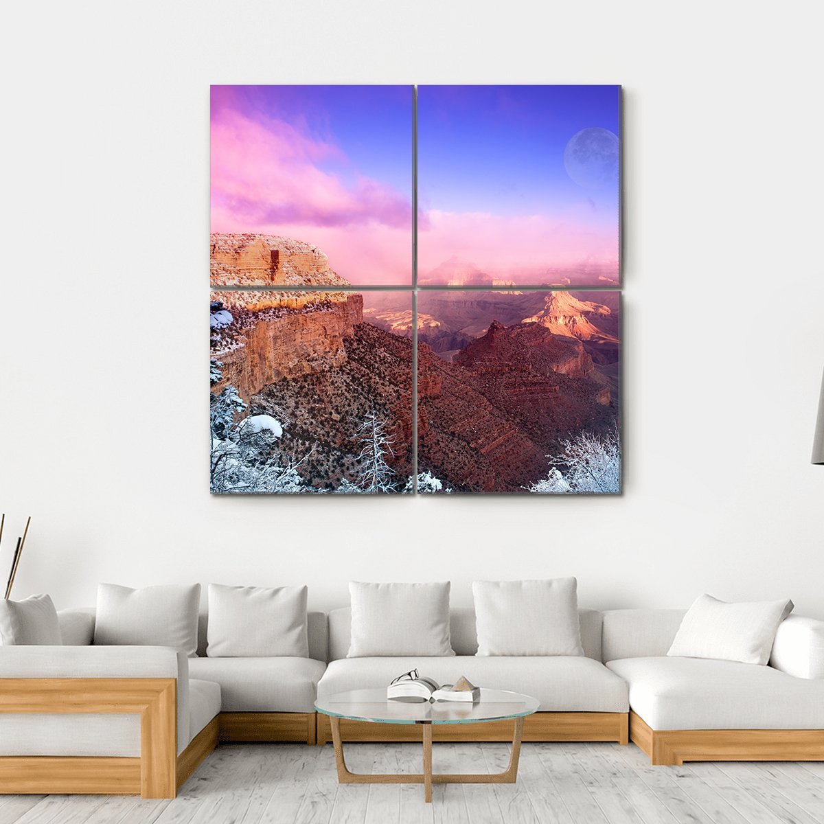Grand Canyon In Winter Canvas Wall Art-4 Horizontal-Gallery Wrap-34" x 24"-Tiaracle