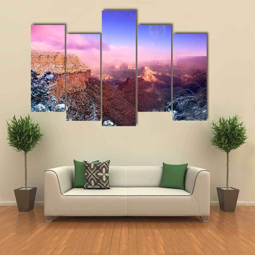 Grand Canyon In Winter Canvas Wall Art-5 Pop-Gallery Wrap-32" x 21"-Tiaracle
