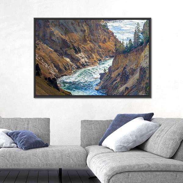 Grand Canyon Of Yellowstone National Park Canvas Wall Art-1 Piece-Floating Frame-24" x 16"-Tiaracle