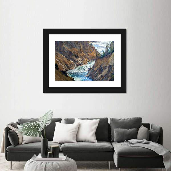 Grand Canyon Of Yellowstone National Park Canvas Wall Art-1 Piece-Framed Print-20" x 16"-Tiaracle