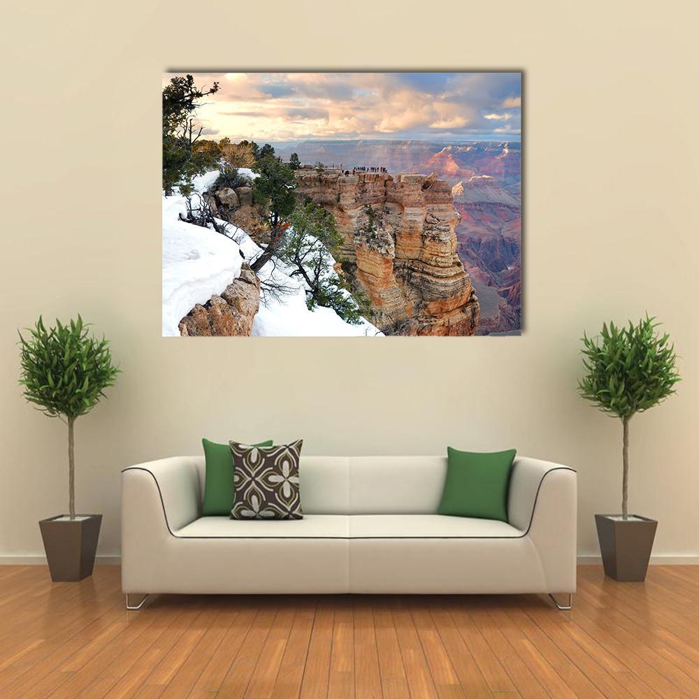 Snow On Grand Canyon Canvas Wall Art-1 Piece-Gallery Wrap-36" x 24"-Tiaracle