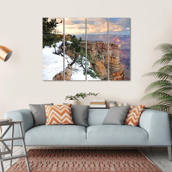 Snow On Grand Canyon Canvas Wall Art-4 Horizontal-Gallery Wrap-34" x 24"-Tiaracle