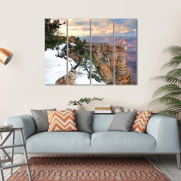 Snow On Grand Canyon Canvas Wall Art-1 Piece-Gallery Wrap-36" x 24"-Tiaracle