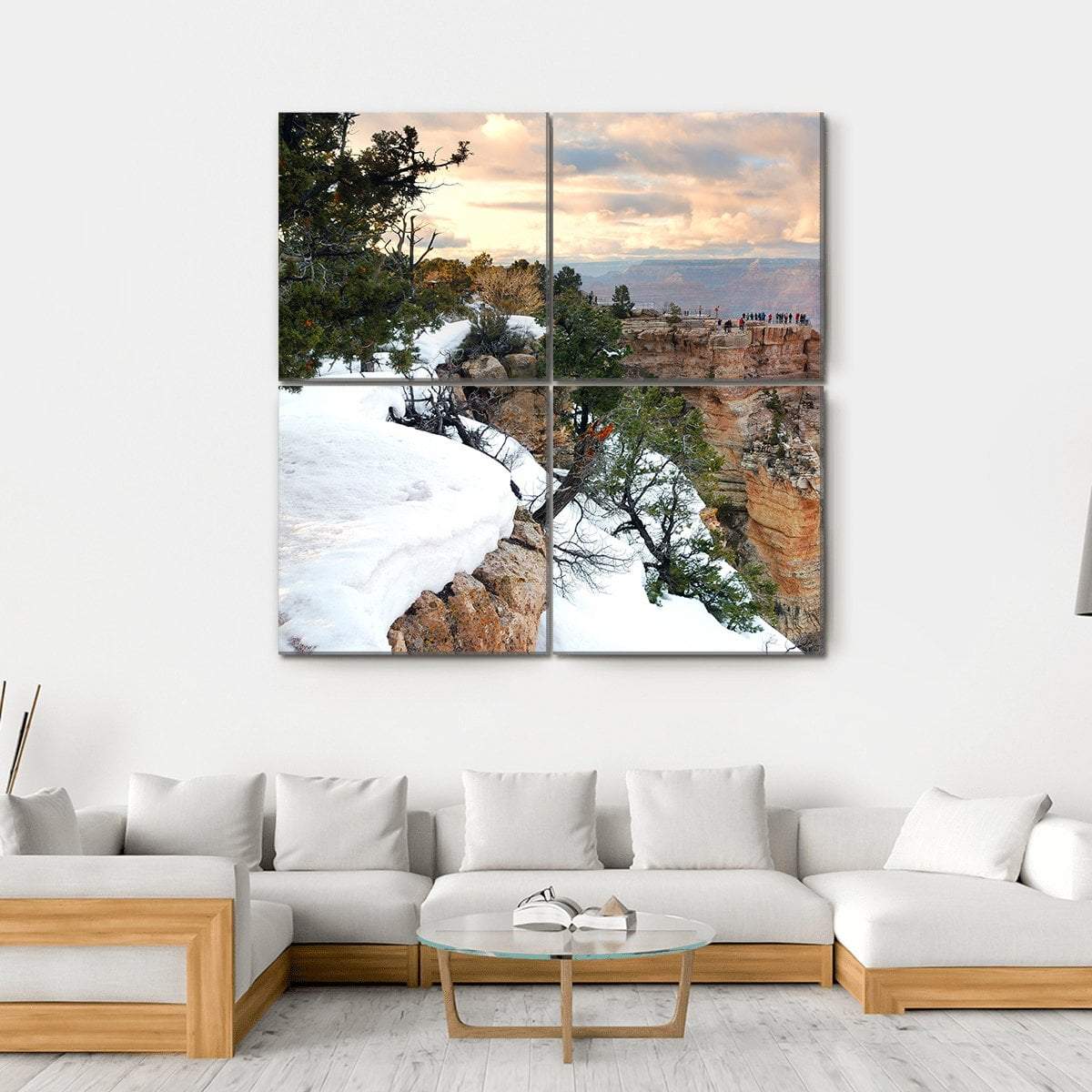 Snow On Grand Canyon Canvas Wall Art-4 Square-Gallery Wrap-17" x 17"-Tiaracle
