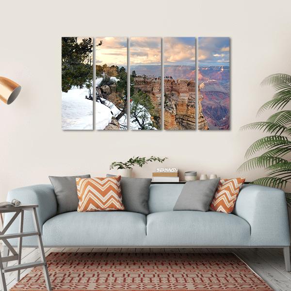 Snow On Grand Canyon Canvas Wall Art-5 Horizontal-Gallery Wrap-22" x 12"-Tiaracle