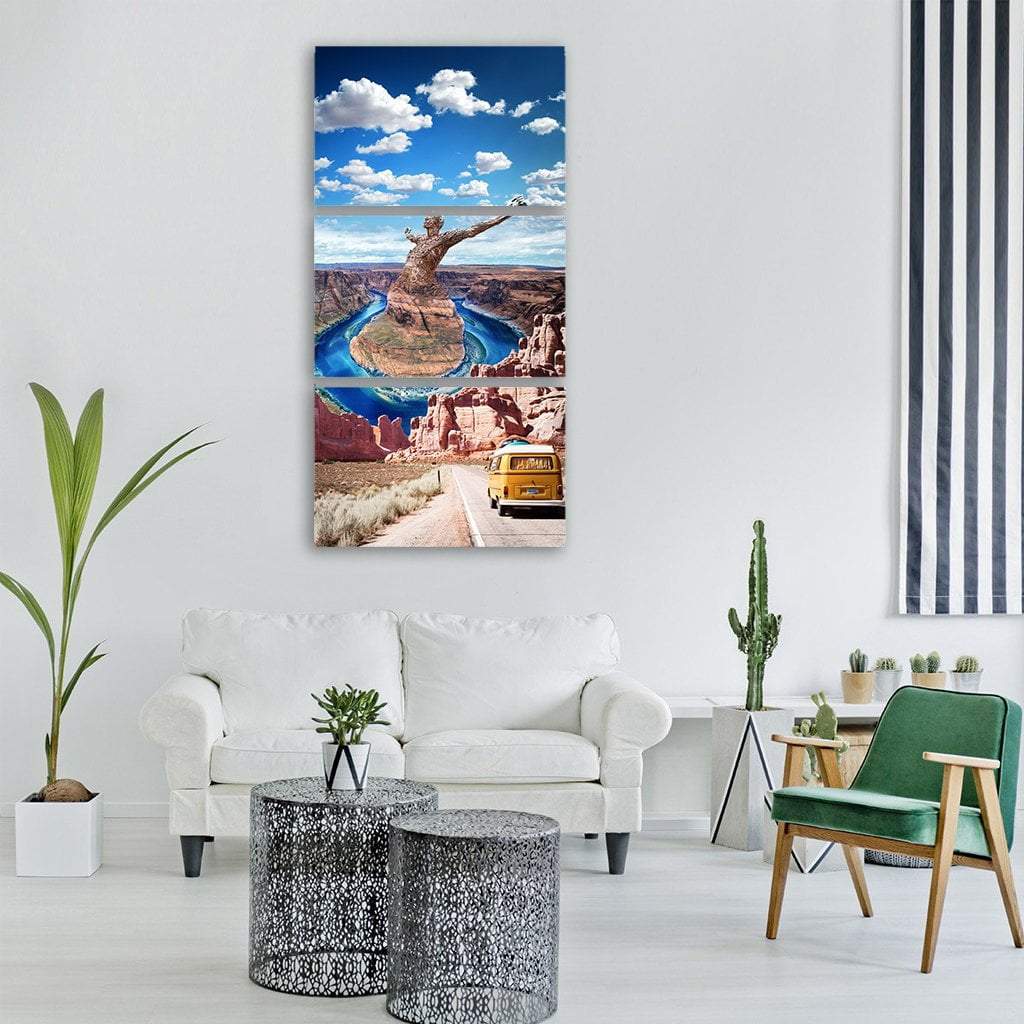 Grand Canyon Vertical Canvas Wall Art-3 Vertical-Gallery Wrap-12" x 25"-Tiaracle