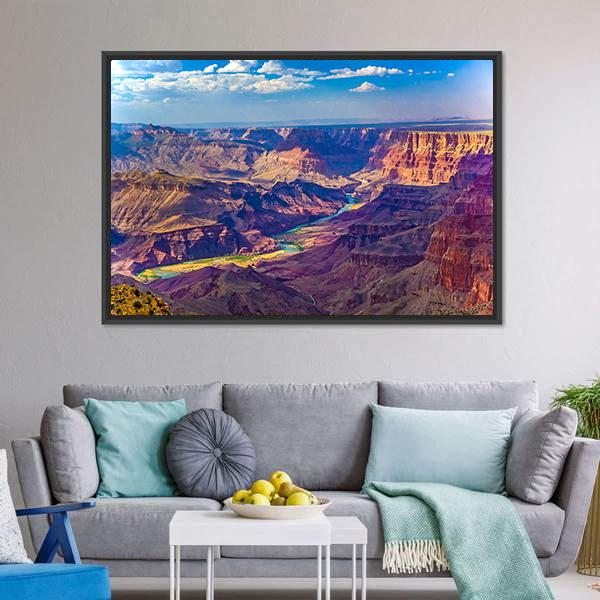 Grand Canyon With Colorado River Canvas Wall Art-3 Horizontal-Gallery Wrap-25" x 16"-Tiaracle