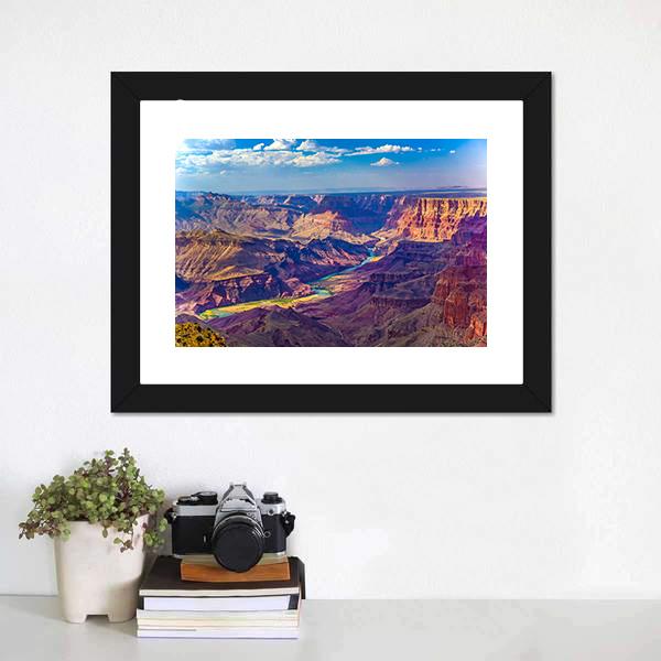 Grand Canyon With Colorado River Canvas Wall Art-1 Piece-Framed Print-20" x 16"-Tiaracle